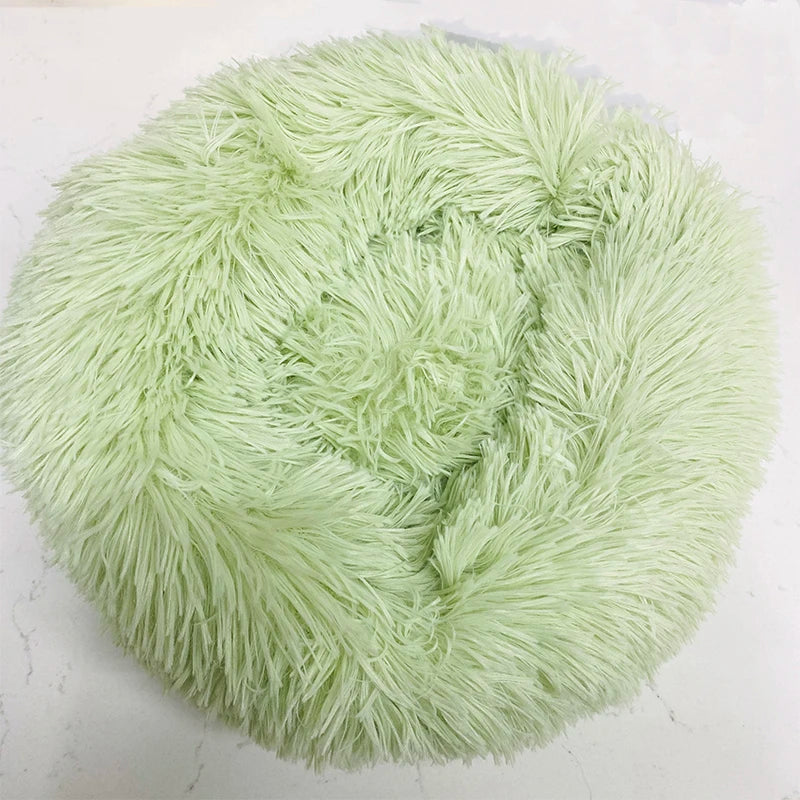 Cozy Plush Cat Nest - Round Soft Shaggy Bed for Kittens and Small Dogs - Removable & Machine Washable