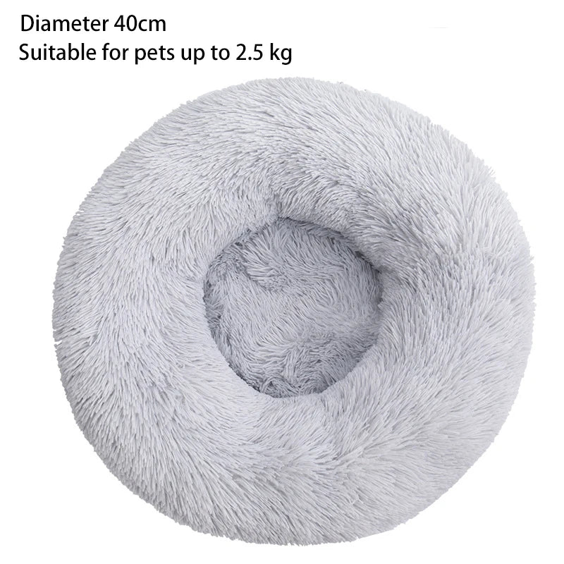 Cozy Plush Cat Nest - Round Soft Shaggy Bed for Kittens and Small Dogs - Removable & Machine Washable