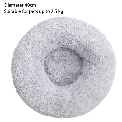 Cozy Plush Cat Nest - Round Soft Shaggy Bed for Kittens and Small Dogs - Removable & Machine Washable