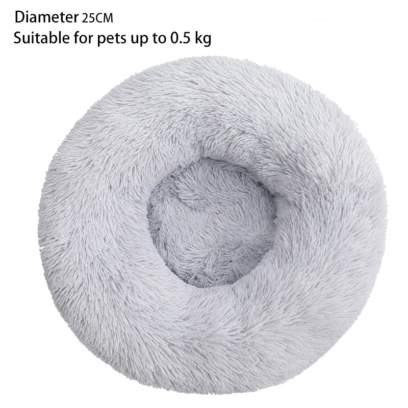 Cozy Plush Cat Nest - Round Soft Shaggy Bed for Kittens and Small Dogs - Removable & Machine Washable