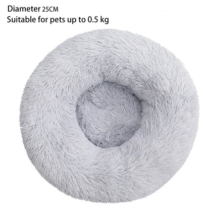 Cozy Plush Cat Nest - Round Soft Shaggy Bed for Kittens and Small Dogs - Removable & Machine Washable