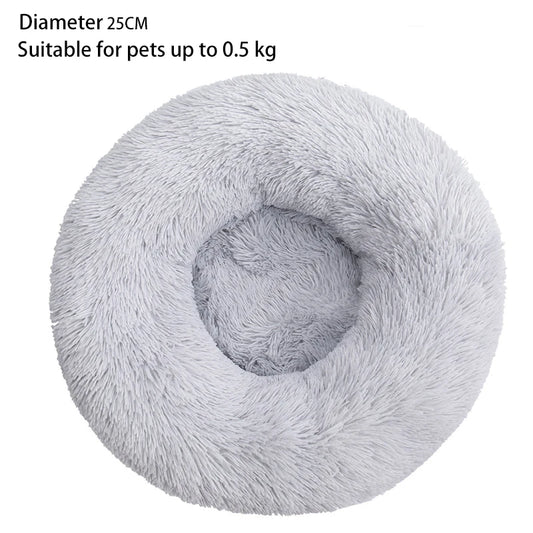 Cozy Plush Cat Nest - Round Soft Shaggy Bed for Kittens and Small Dogs - Removable & Machine Washable