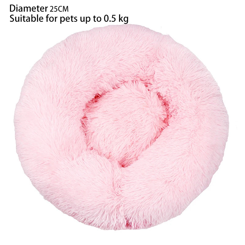 Cozy Plush Cat Nest - Round Soft Shaggy Bed for Kittens and Small Dogs - Removable & Machine Washable