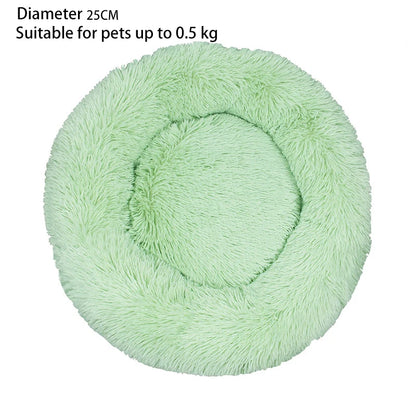 Cozy Plush Cat Nest - Round Soft Shaggy Bed for Kittens and Small Dogs - Removable & Machine Washable