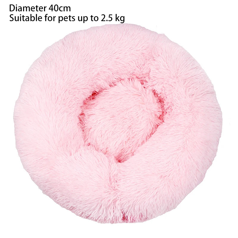 Cozy Plush Cat Nest - Round Soft Shaggy Bed for Kittens and Small Dogs - Removable & Machine Washable